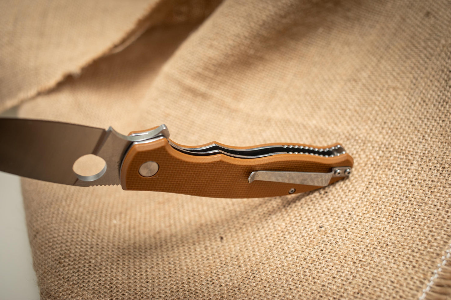 Lightweight Brown G10 Folding EDC Knife – 5Cr14 Steel, Stonewashed Blade, Outdoor Utility Tool