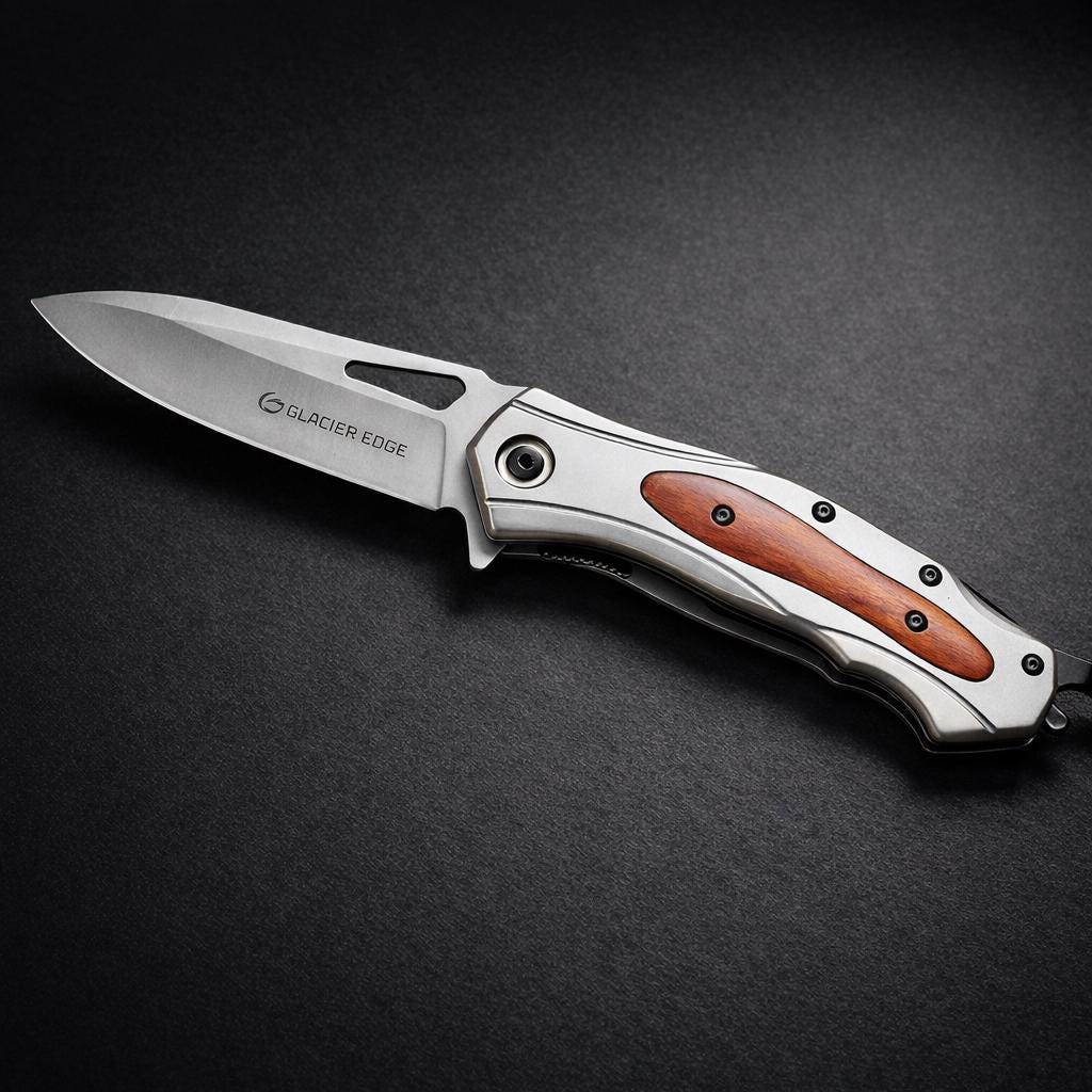 Wood Handle Tactical Folding Knife – Titanium Coated 3Cr13 Blade, Glass Breaker, EDC Utility Tool