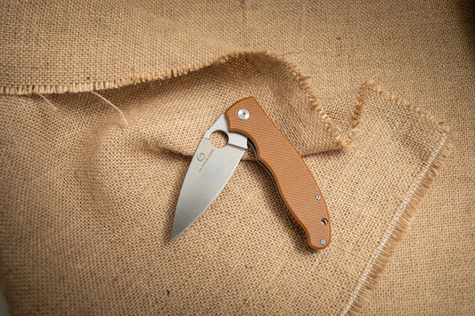 Lightweight Brown G10 Folding EDC Knife – 5Cr14 Steel, Stonewashed Blade, Outdoor Utility Tool