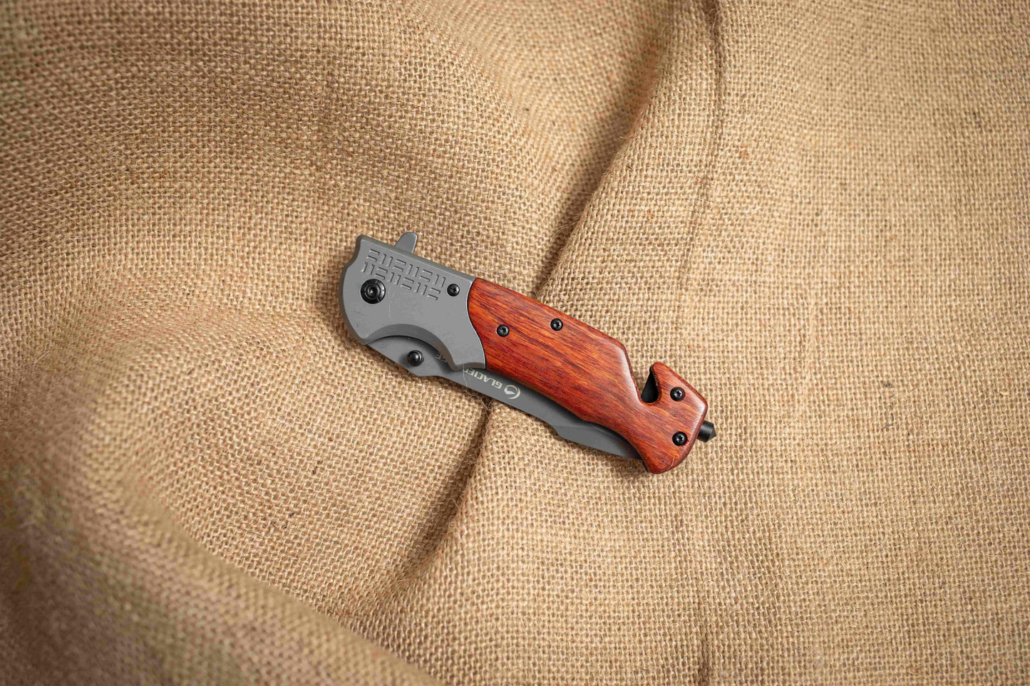 Wood Handle Folding EDC Knife – Titanium Coated 3Cr13 Blade, Premium Pocket Knife Gift