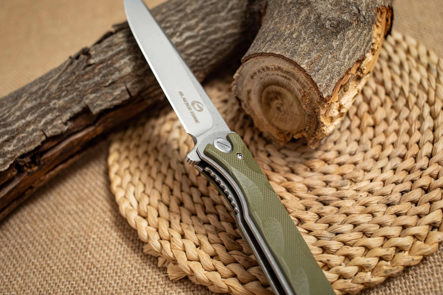 Titanium Stonewashed G10 Folding EDC Knife – Long Blade 5Cr14 Steel, Lightweight Outdoor Utility Tool