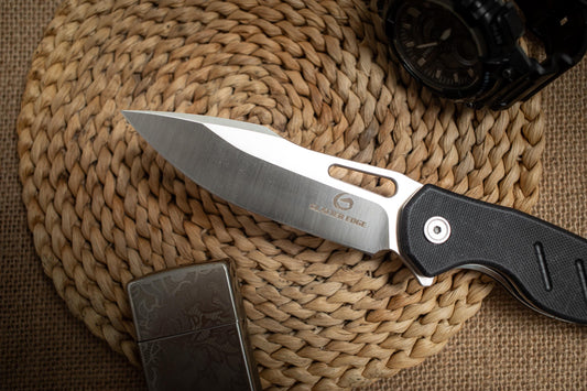 Lightweight G10 Folding EDC Knife – 5Cr14 Steel Blade, Stonewashed Finish, Outdoor Pocket Utility Tool
