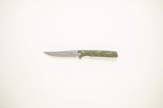 Titanium Stonewashed G10 Folding EDC Knife – Long Blade 5Cr14 Steel, Lightweight Outdoor Utility Tool