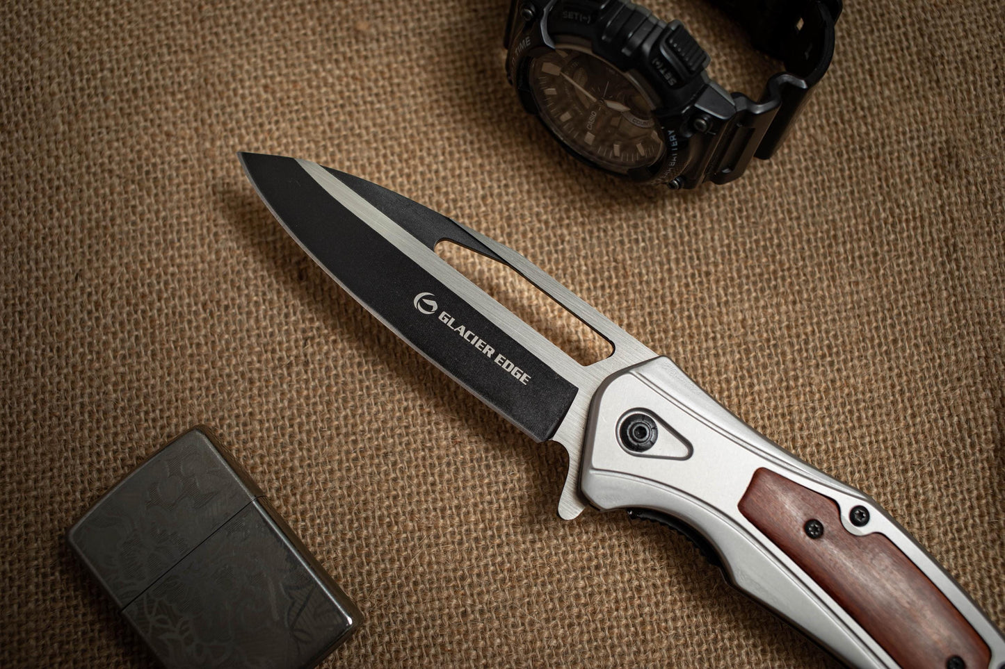 Titanium Steel Folding EDC Knife – 3Cr13 Blade, Rosewood Inlay, Premium Pocket Knife