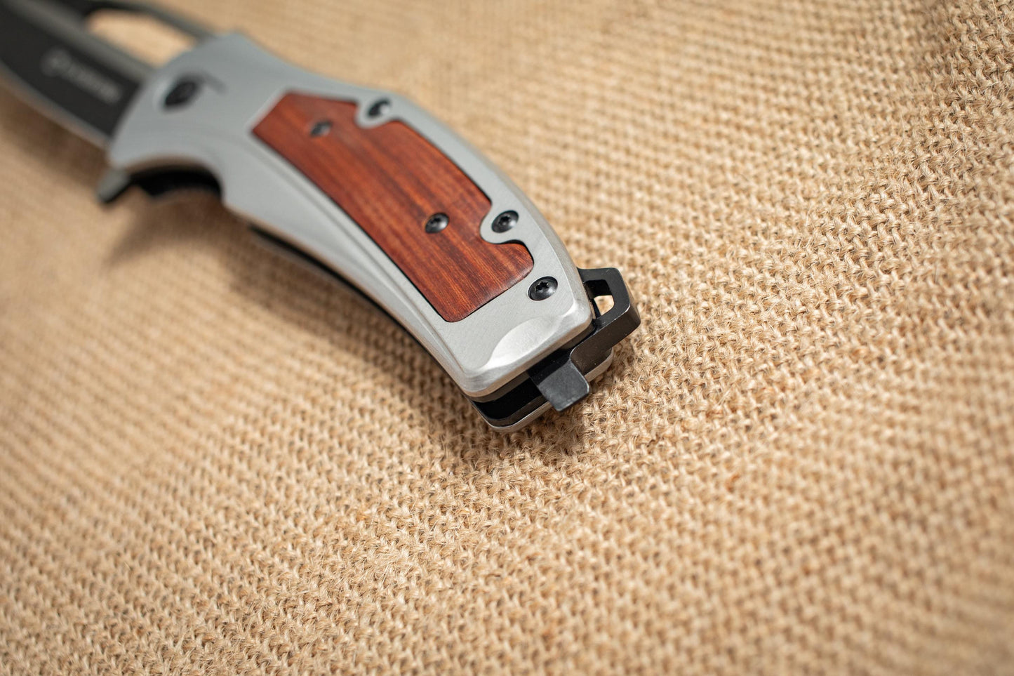 Titanium Steel Folding EDC Knife – 3Cr13 Blade, Rosewood Inlay, Premium Pocket Knife
