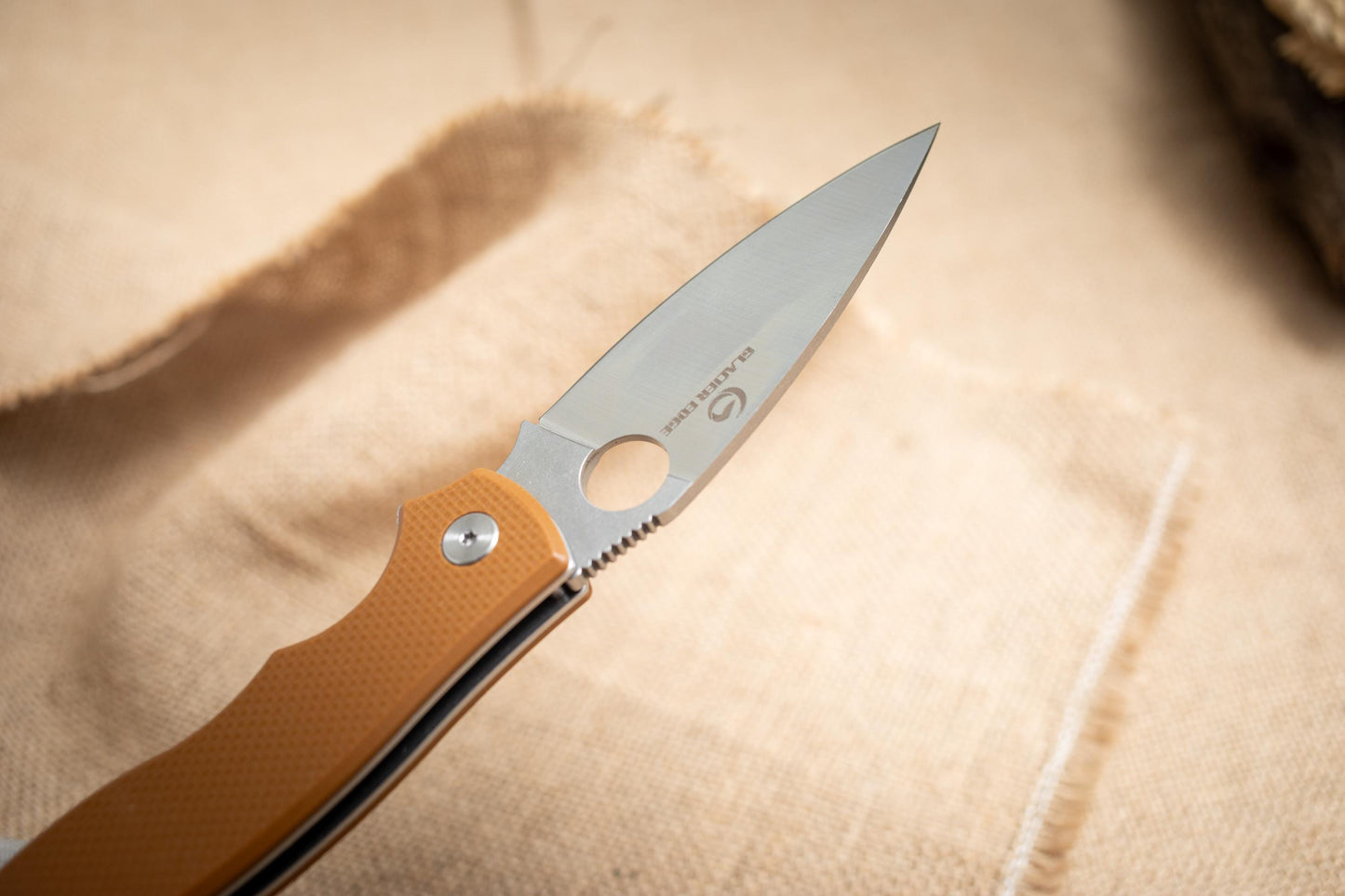 Lightweight Brown G10 Folding EDC Knife – 5Cr14 Steel, Stonewashed Blade, Outdoor Utility Tool