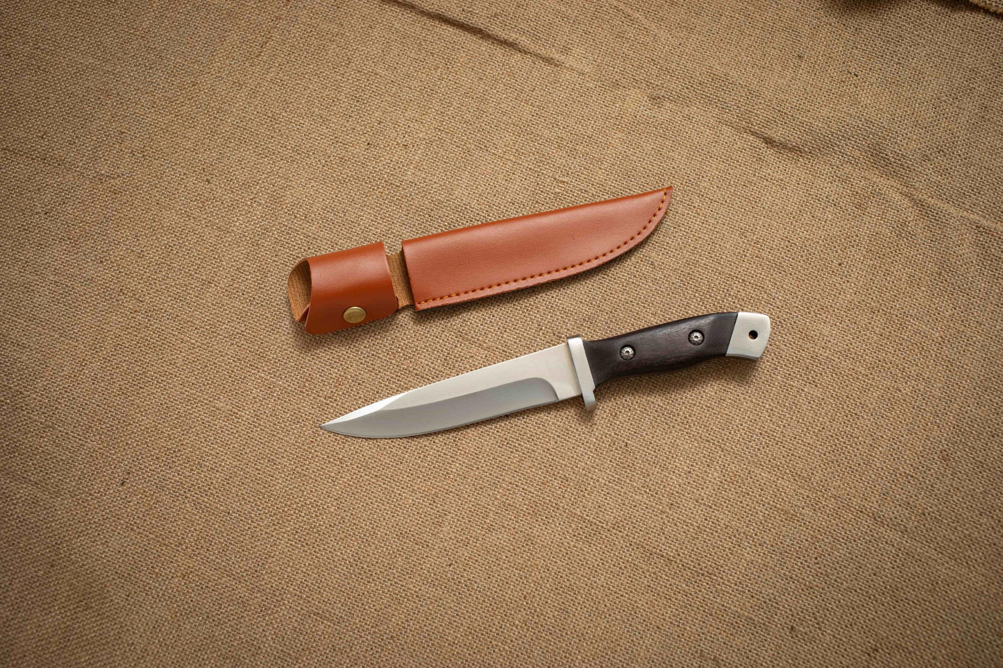 Heavy Duty Fixed Blade Knife with Sheath – 3Cr13 Steel, Wood Handle, Outdoor Bushcraft Knife