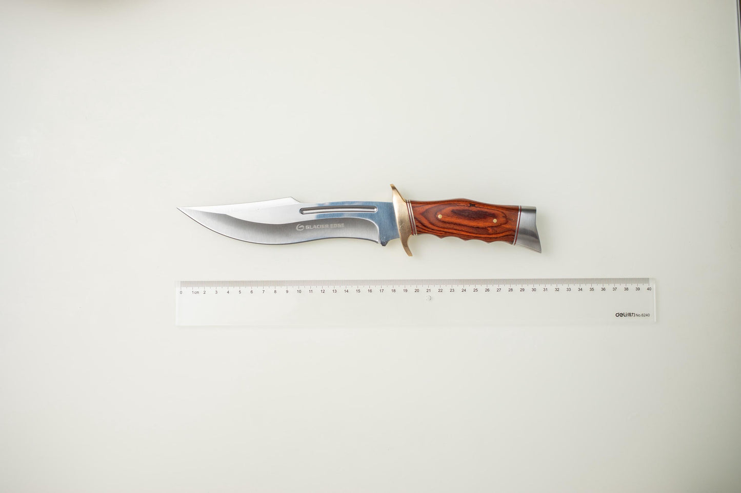Fixed Blade Outdoor Knife with Sheath – Stainless Steel Hunting Knife, Wood Handle Utility Tool