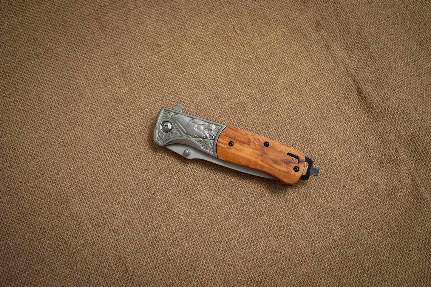 Olive Wood Handle Folding EDC Knife – Titanium Coated 3Cr13 Blade, Premium Pocket Knife