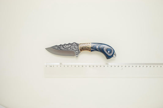Decorative Fixed Blade Knife – 3Cr13 Steel, Wood & Brass Handle, Outdoor Utility & Gift Knife