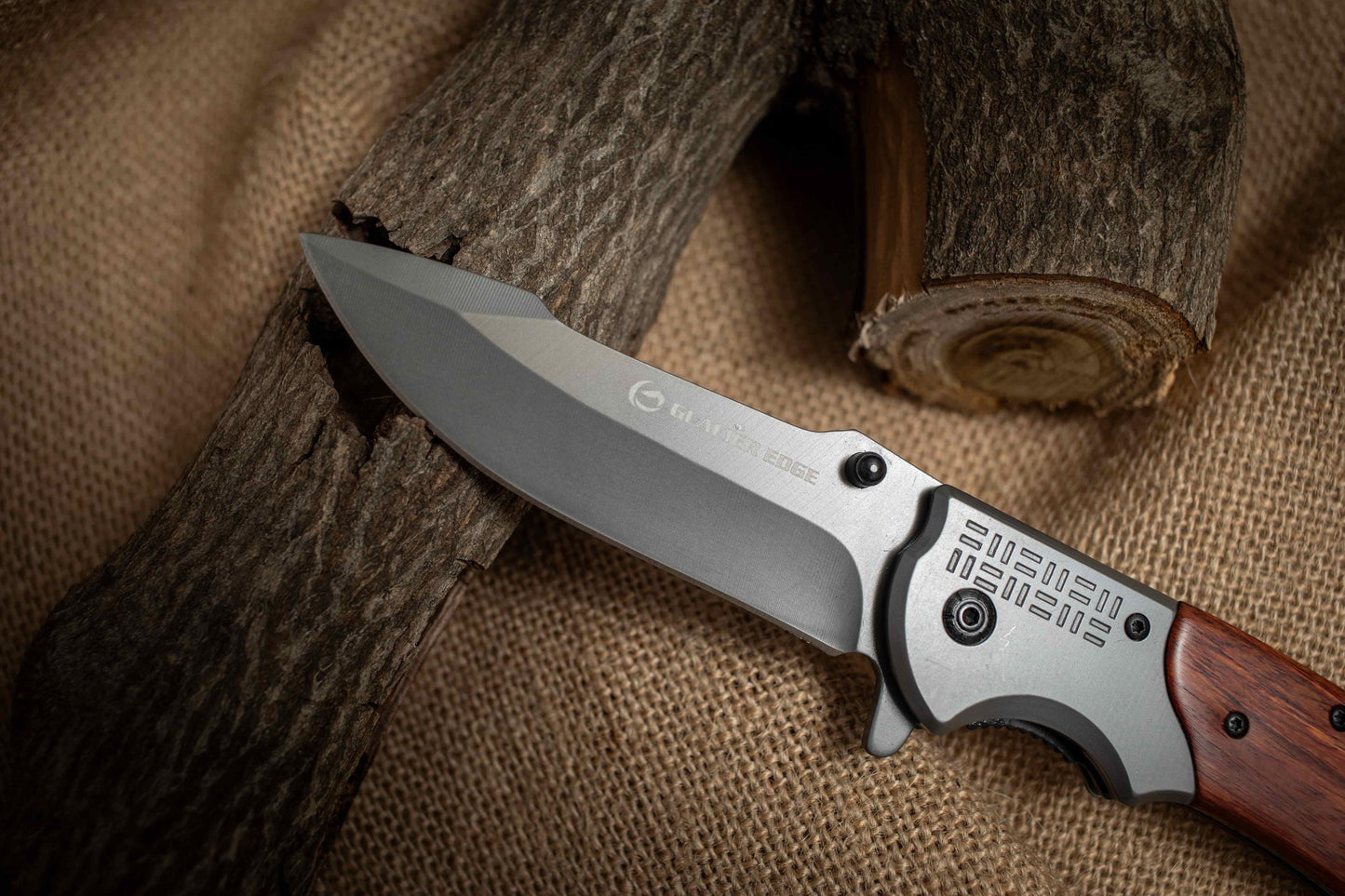 Wood Handle Folding EDC Knife – Titanium Coated 3Cr13 Blade, Premium Pocket Knife Gift