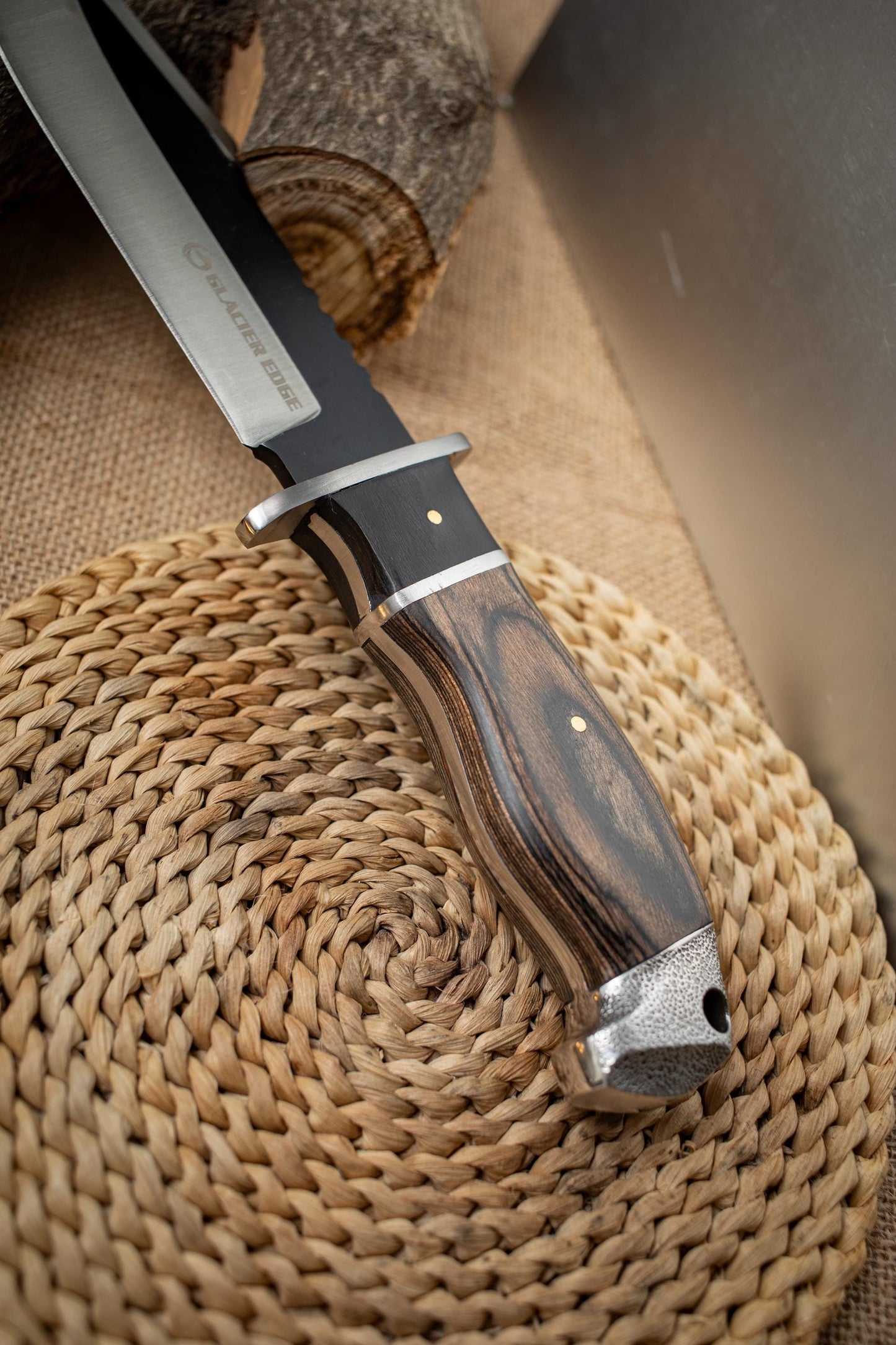 Fixed Blade Hunting Knife with Sheath – Stainless Steel Outdoor Knife, Wood Handle Utility Tool