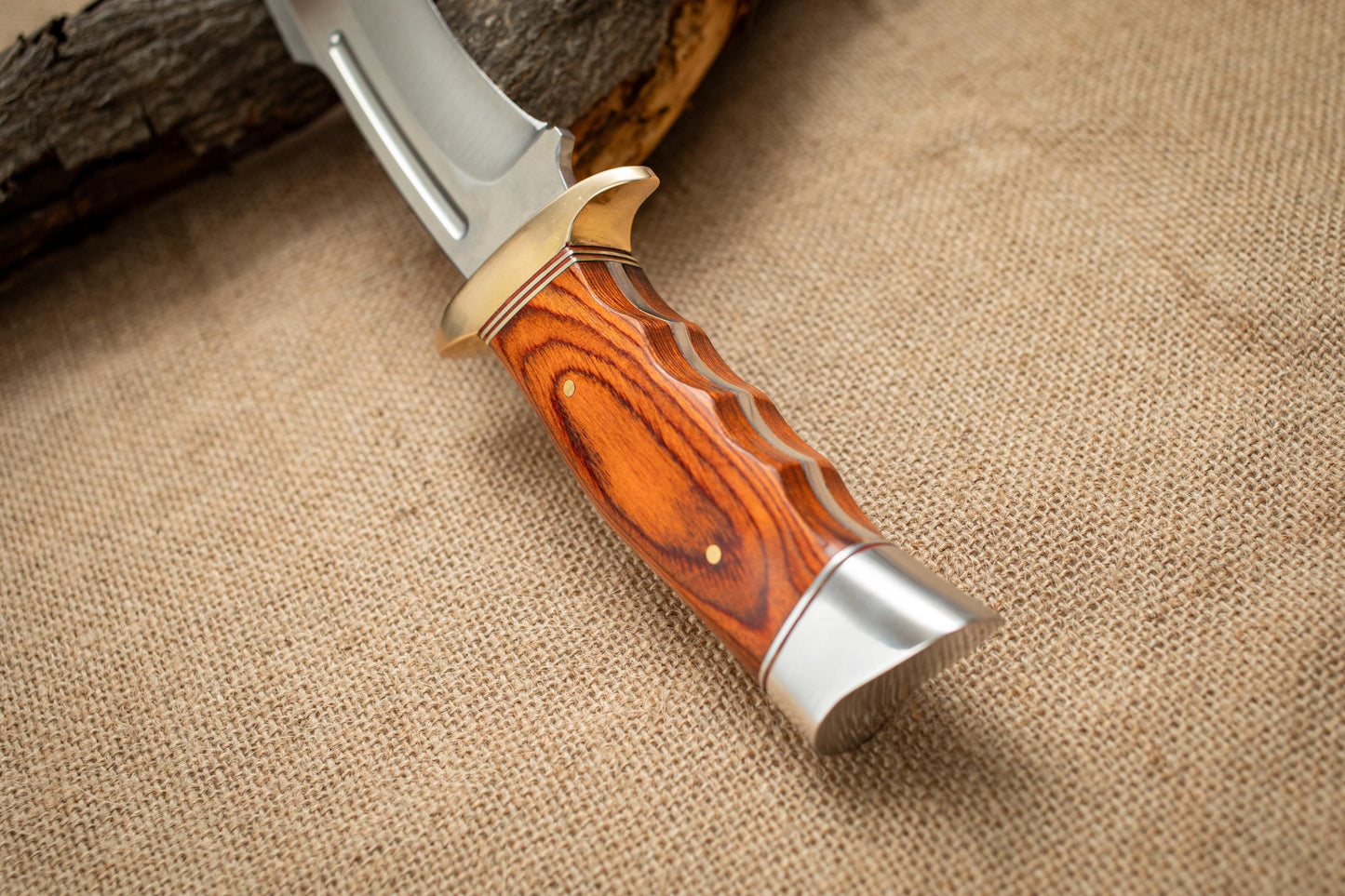 Fixed Blade Outdoor Knife with Sheath – Stainless Steel Hunting Knife, Wood Handle Utility Tool