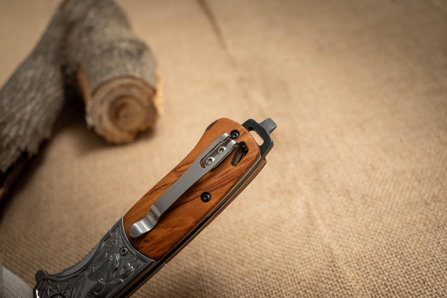 Olive Wood Handle Folding EDC Knife – Titanium Coated 3Cr13 Blade, Premium Pocket Knife
