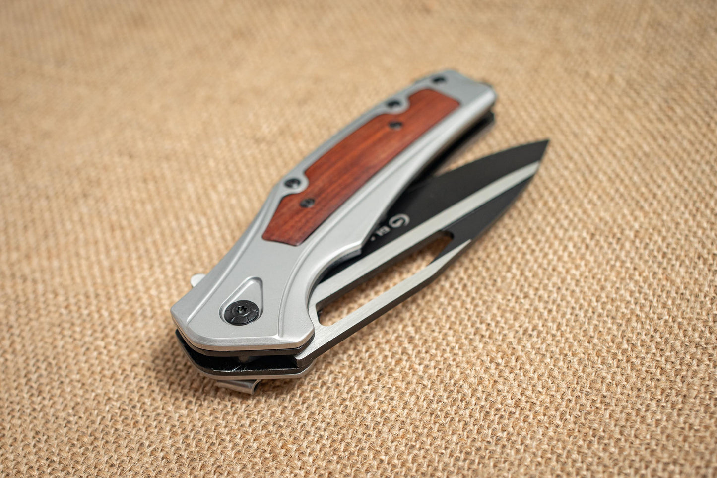Titanium Steel Folding EDC Knife – 3Cr13 Blade, Rosewood Inlay, Premium Pocket Knife