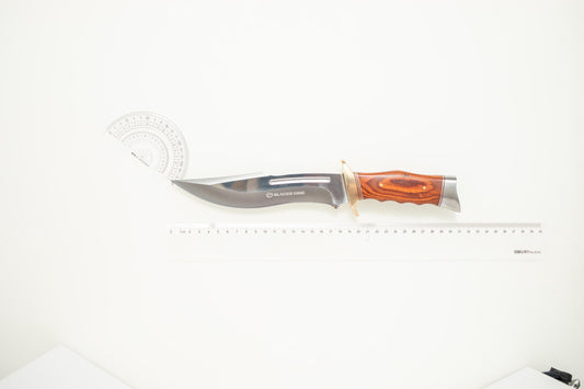 Fixed Blade Outdoor Knife with Sheath – Stainless Steel Hunting Knife, Wood Handle Utility Tool