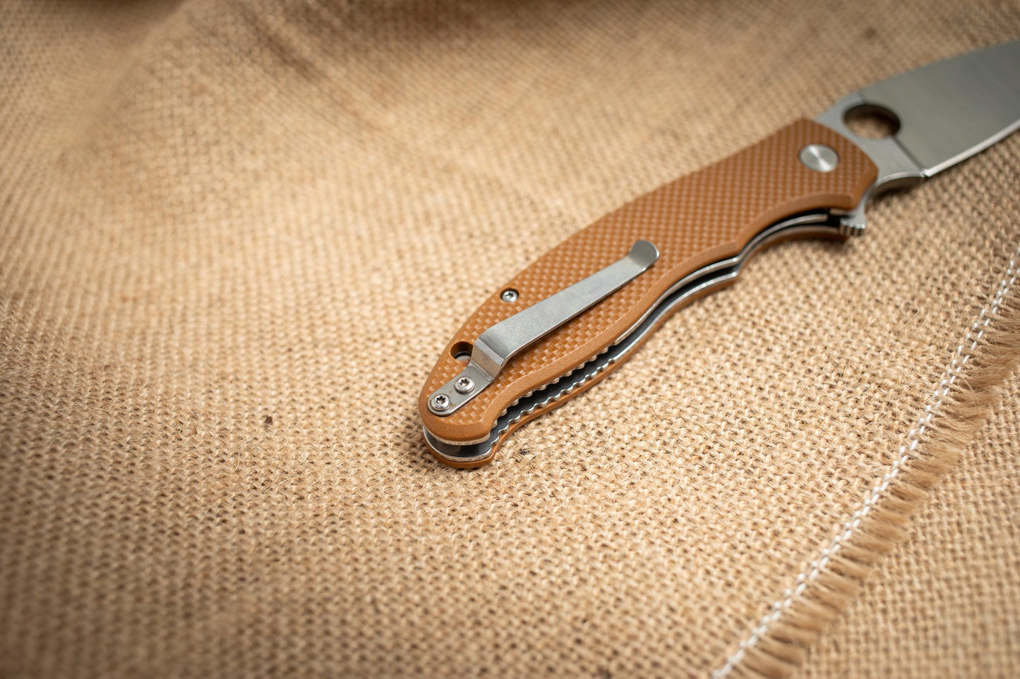 Lightweight Brown G10 Folding EDC Knife – 5Cr14 Steel, Stonewashed Blade, Outdoor Utility Tool
