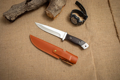 Heavy Duty Fixed Blade Knife with Sheath – 3Cr13 Steel, Wood Handle, Outdoor Bushcraft Knife