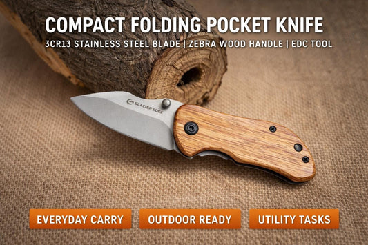 Compact Wood Handle Folding EDC Knife – 3Cr13 Steel Blade, Lightweight Pocket Utility Tool