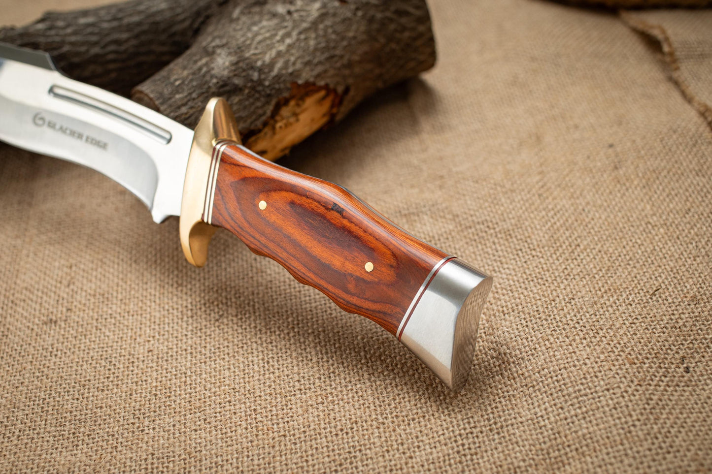 Fixed Blade Outdoor Knife with Sheath – Stainless Steel Hunting Knife, Wood Handle Utility Tool