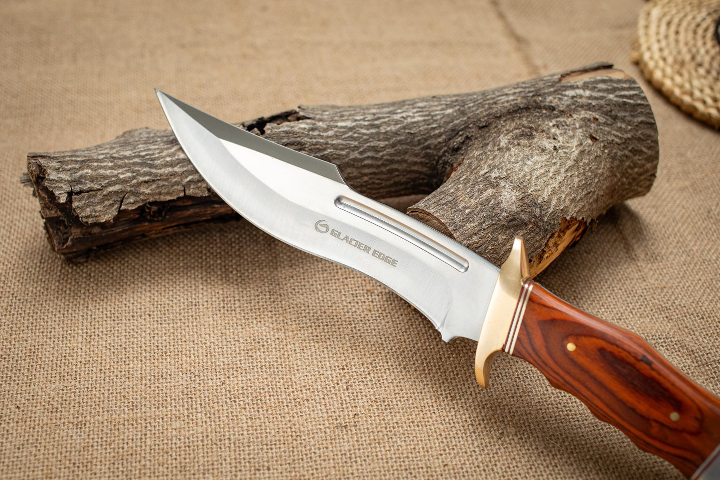 Fixed Blade Outdoor Knife with Sheath – Stainless Steel Hunting Knife, Wood Handle Utility Tool