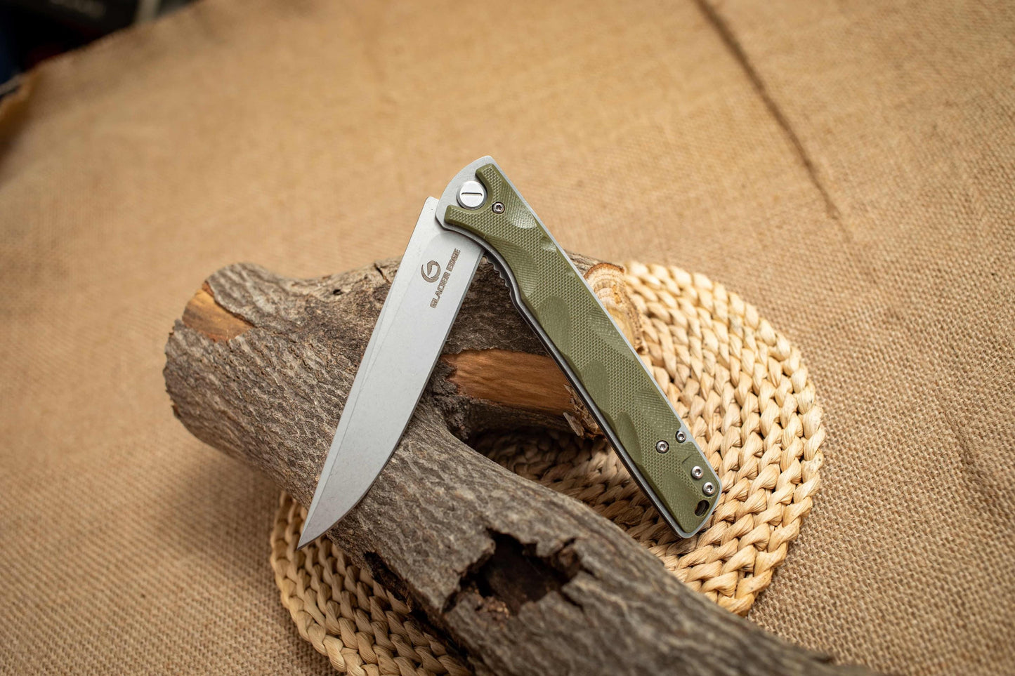 Titanium Stonewashed G10 Folding EDC Knife – Long Blade 5Cr14 Steel, Lightweight Outdoor Utility Tool