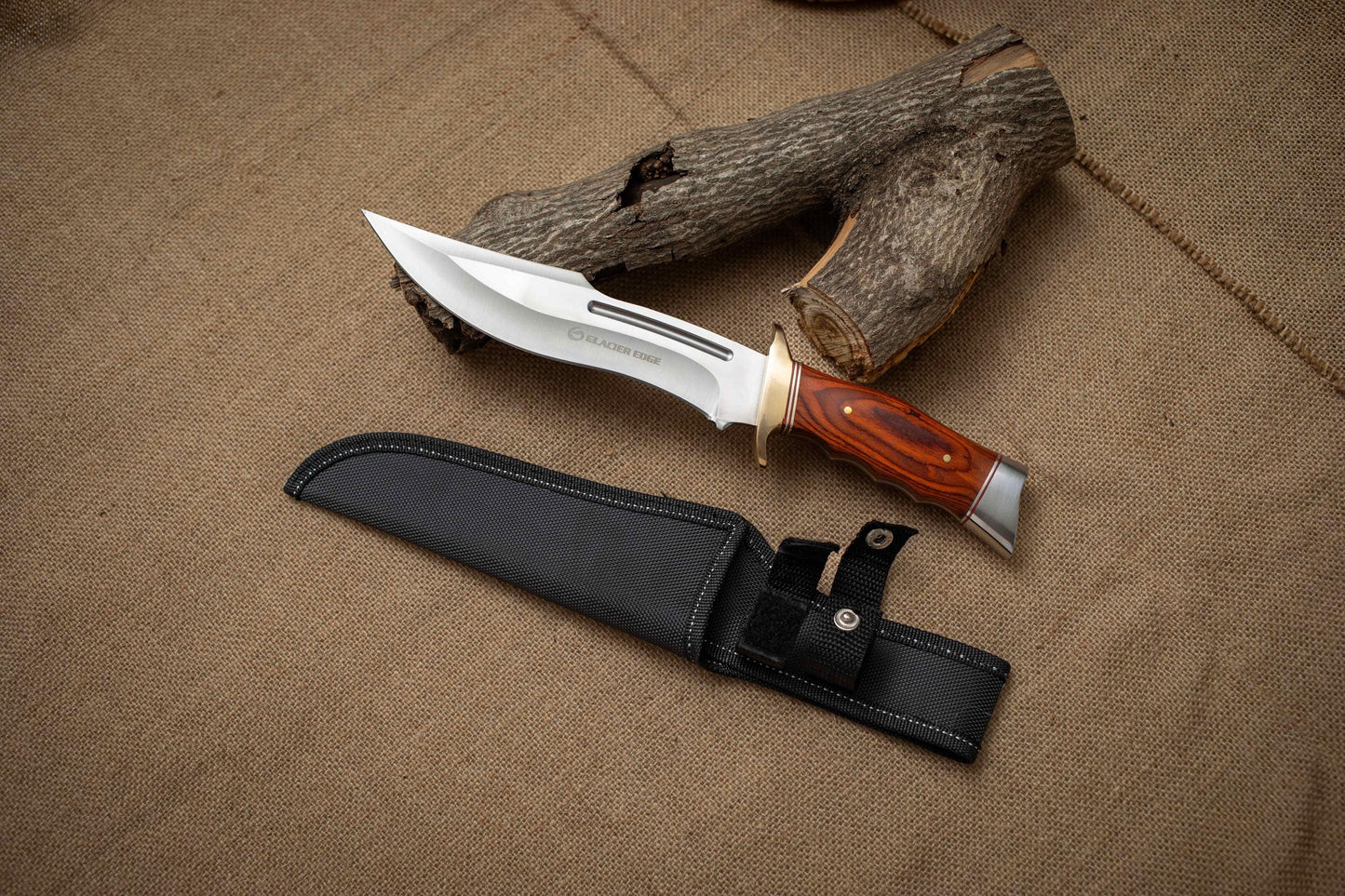 Fixed Blade Outdoor Knife with Sheath – Stainless Steel Hunting Knife, Wood Handle Utility Tool