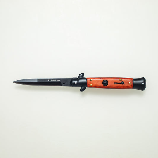 Black Blade Folding Knife – 3CR13 Steel, Wooden Handle, EDC Pocket Knife for Everyday Carry