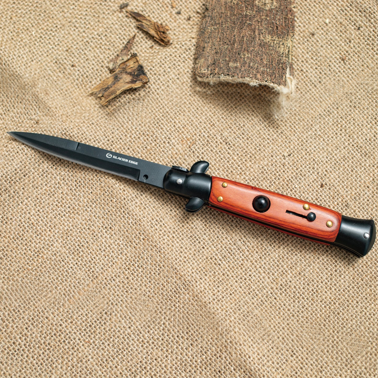 Black Blade Folding Knife – 3CR13 Steel, Wooden Handle, EDC Pocket Knife for Everyday Carry