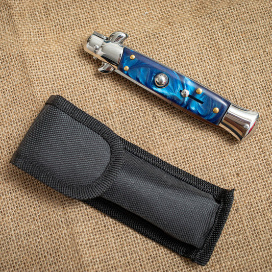 Blue Resin Folding Knife – Mirror Finish Blade, 3CR13 Steel Pocket Knife for EDC
