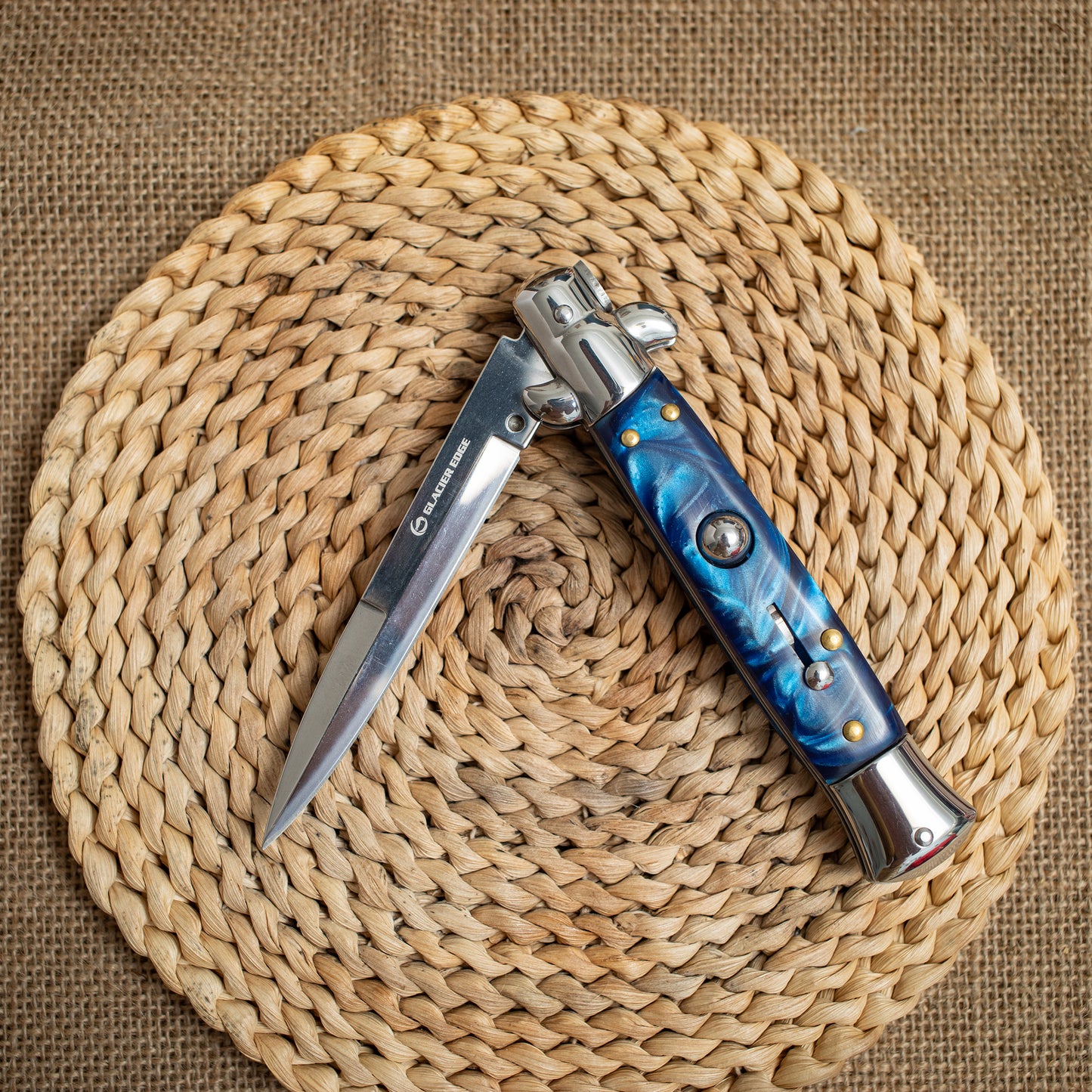 Blue Resin Folding Knife – Mirror Finish Blade, 3CR13 Steel Pocket Knife for EDC