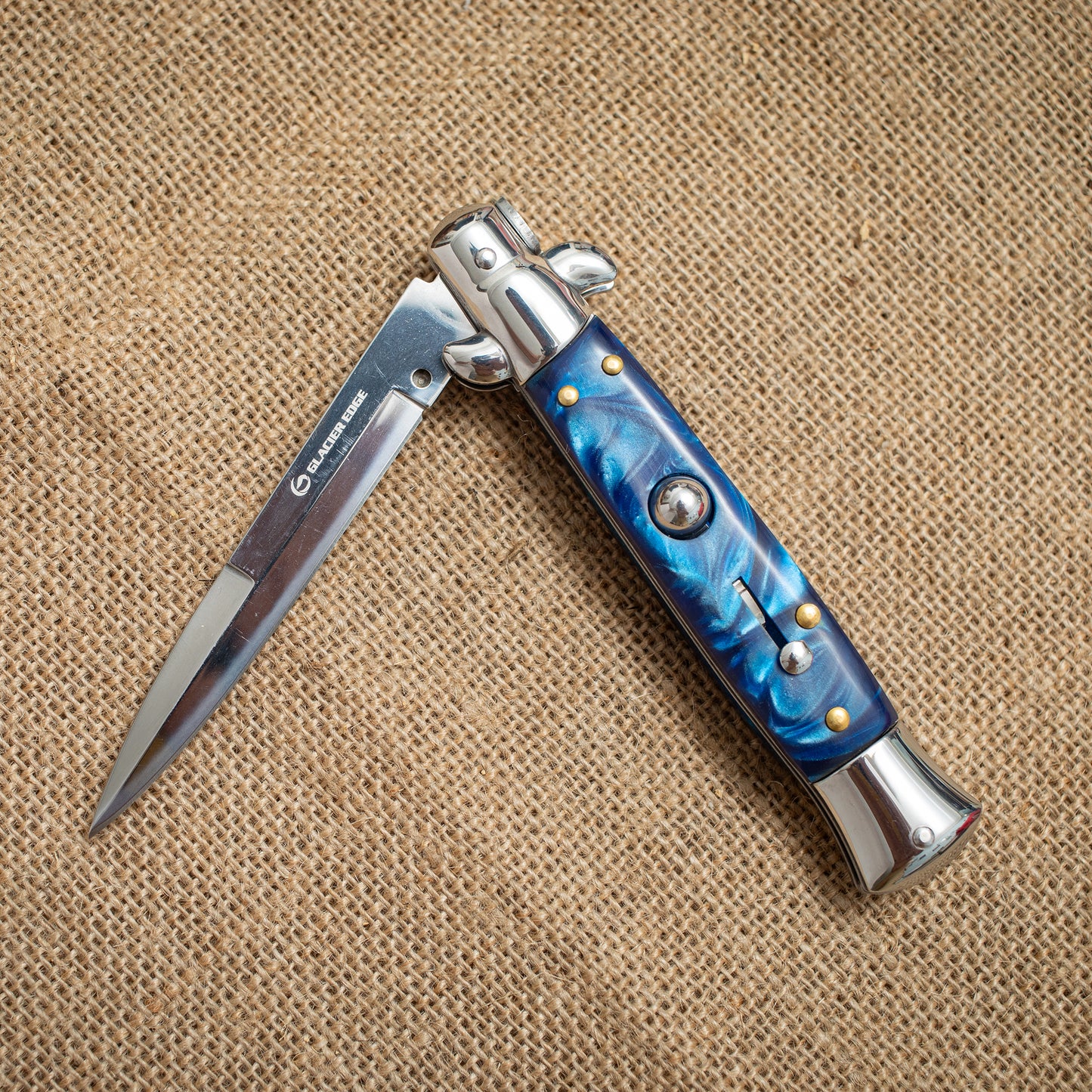 Blue Resin Folding Knife – Mirror Finish Blade, 3CR13 Steel Pocket Knife for EDC