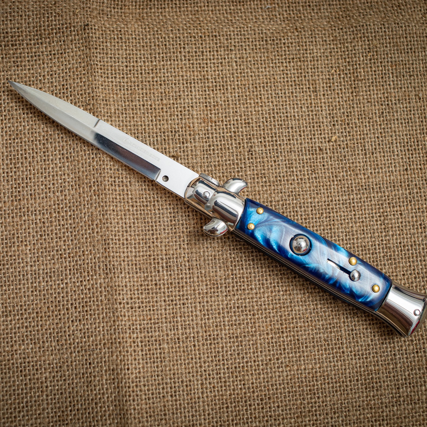 Blue Resin Folding Knife – Mirror Finish Blade, 3CR13 Steel Pocket Knife for EDC