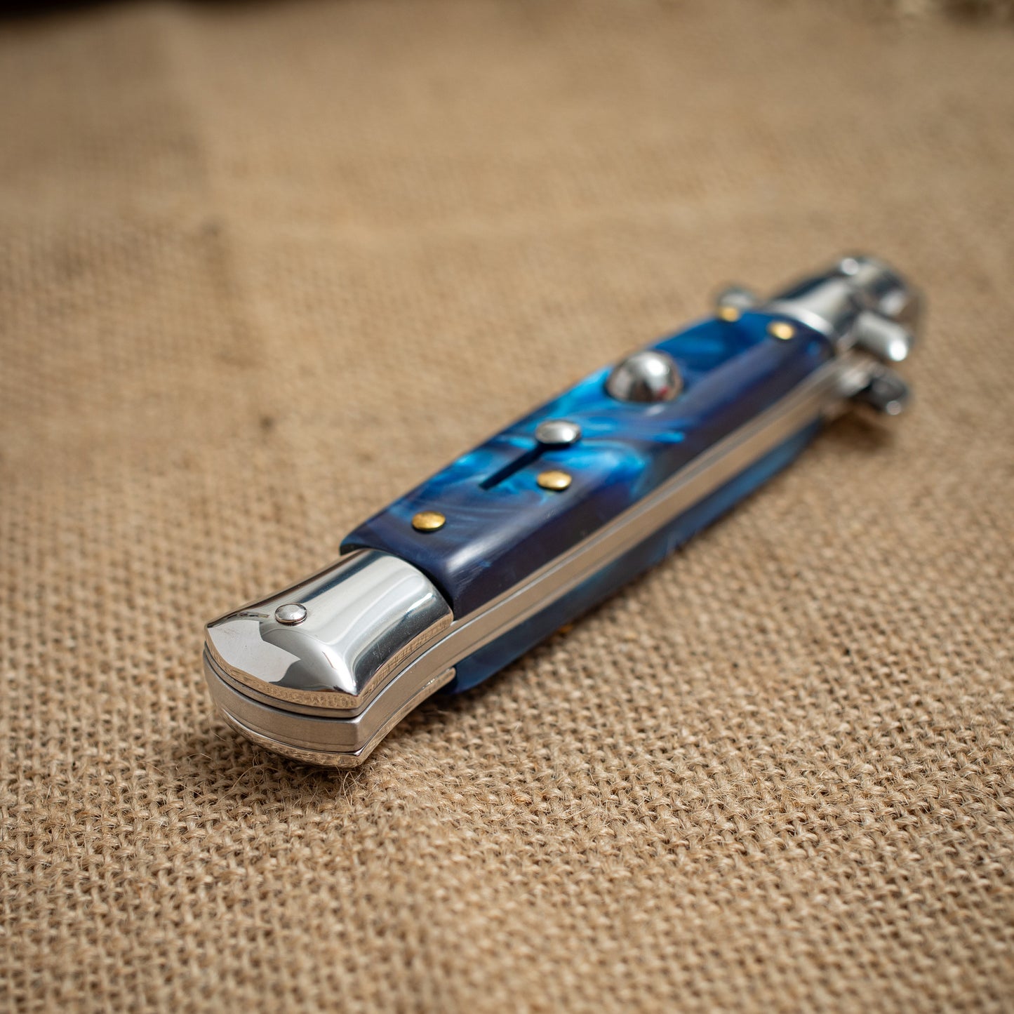 Blue Resin Folding Knife – Mirror Finish Blade, 3CR13 Steel Pocket Knife for EDC