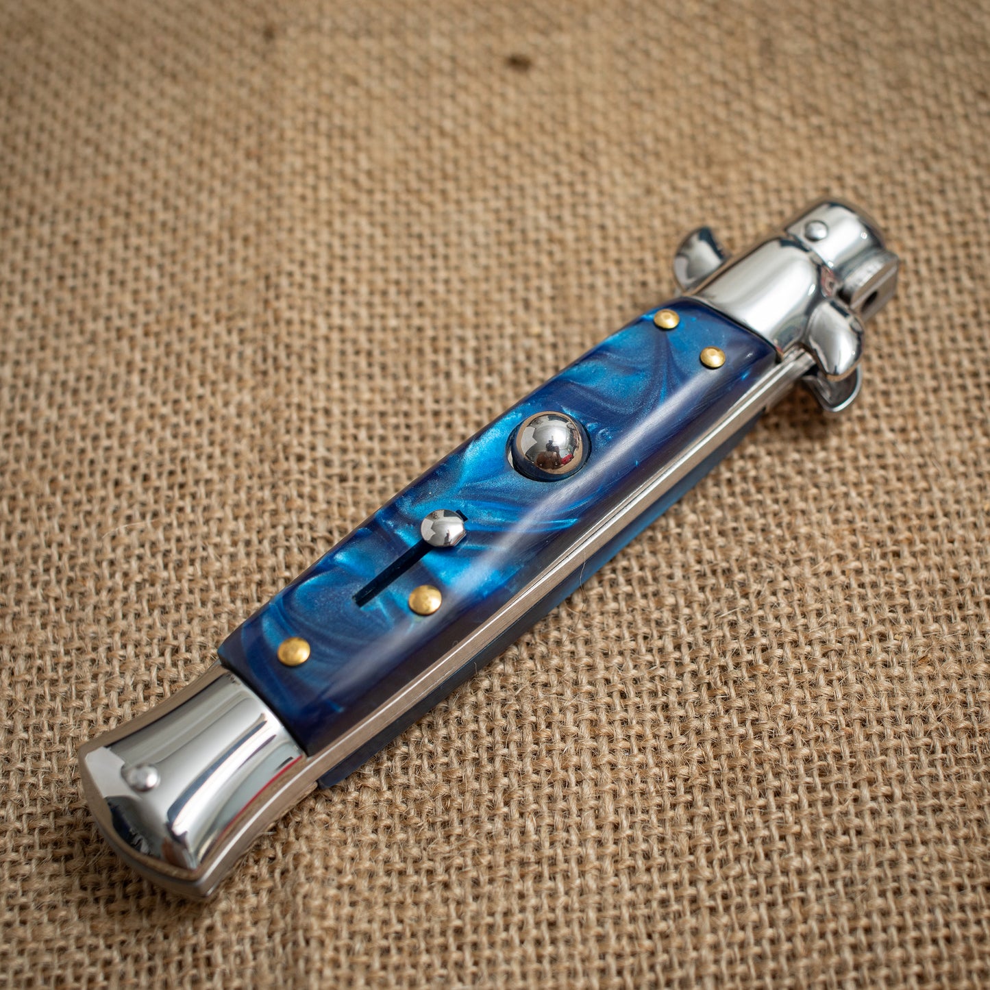 Blue Resin Folding Knife – Mirror Finish Blade, 3CR13 Steel Pocket Knife for EDC