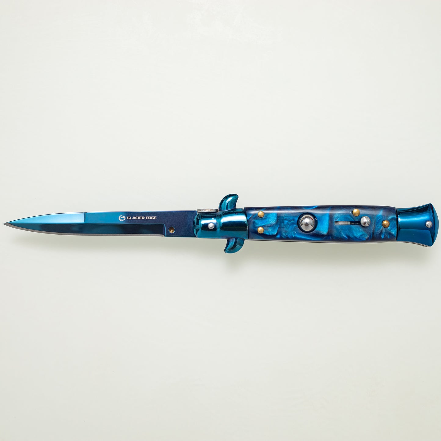 Blue Titanium Folding Knife – 3CR13 Steel Blade, Resin Handle, EDC Pocket Knife for Everyday Carry