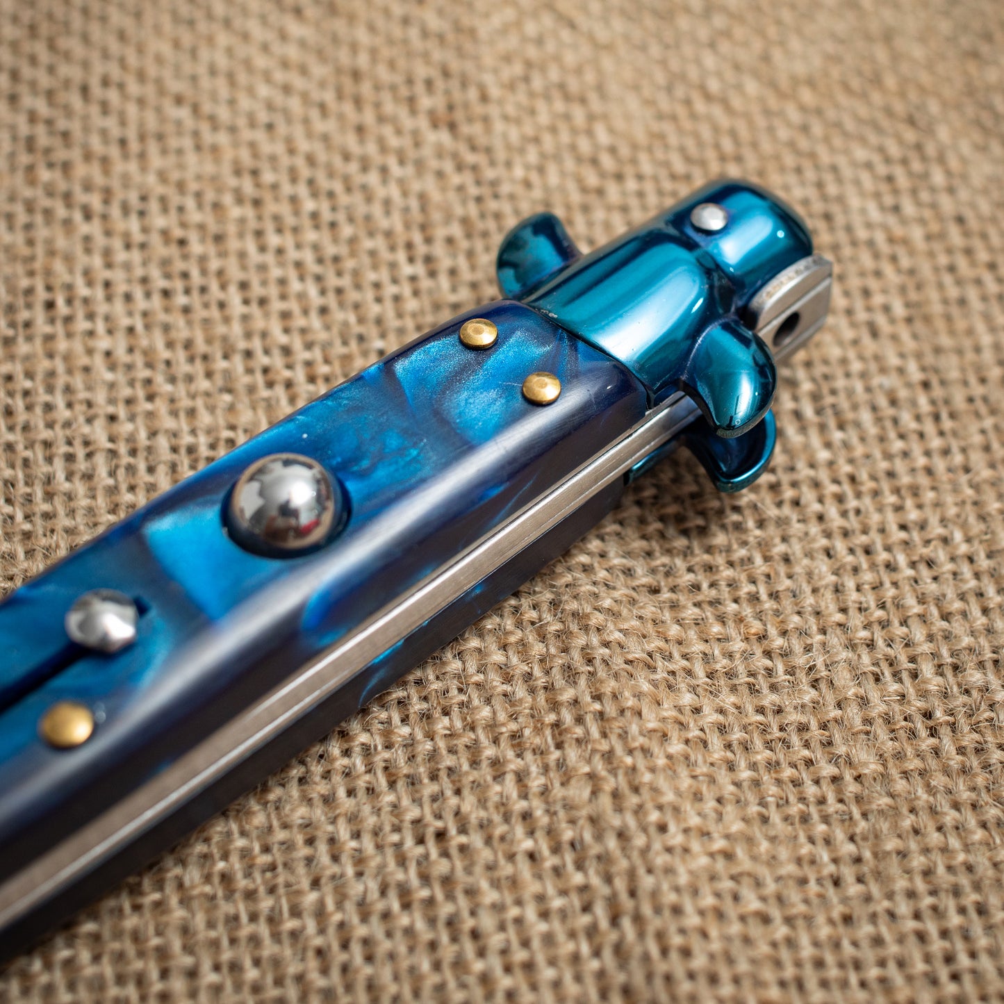 Blue Titanium Folding Knife – 3CR13 Steel Blade, Resin Handle, EDC Pocket Knife for Everyday Carry