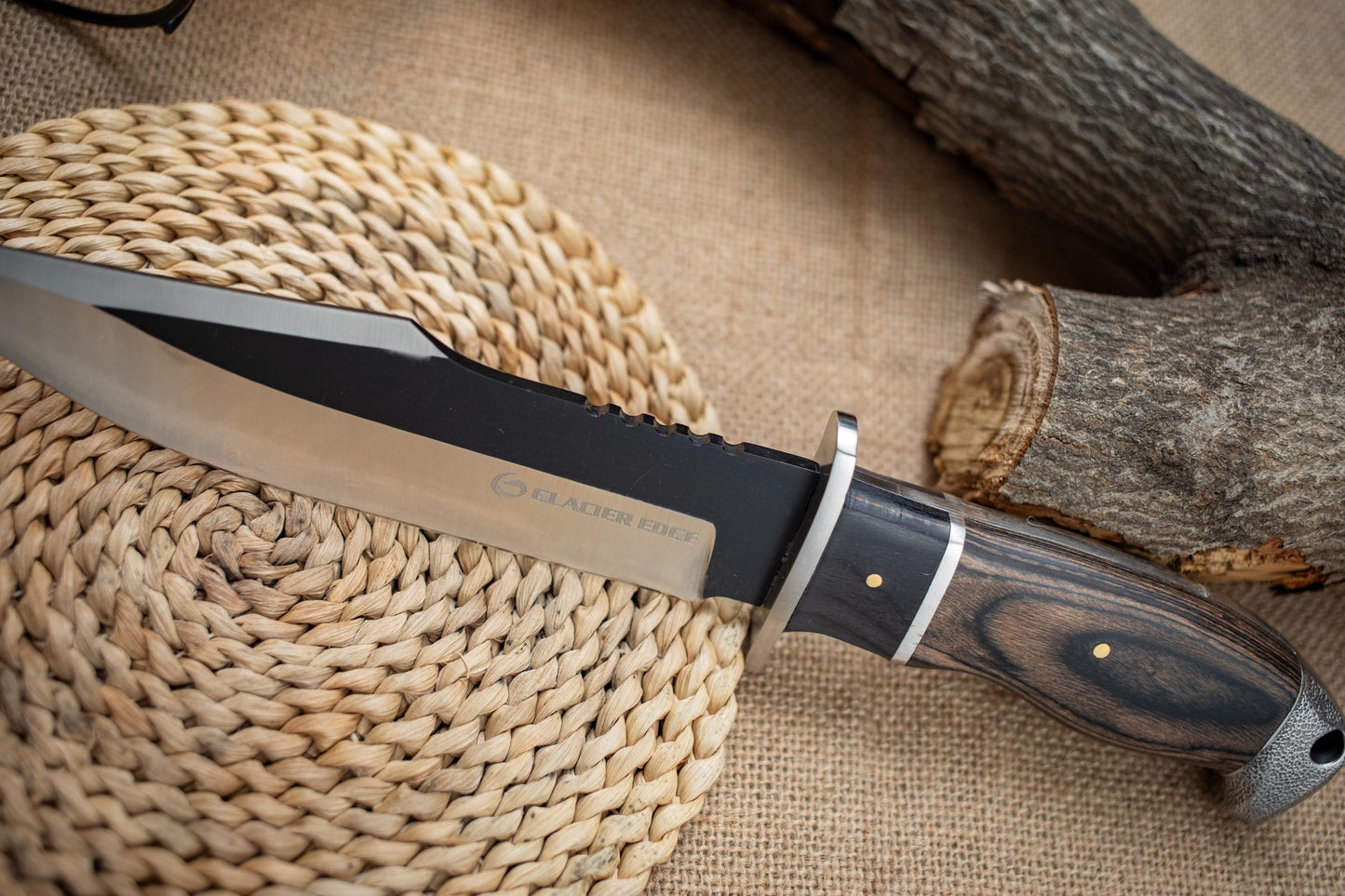 Fixed Blade Hunting Knife with Sheath – Stainless Steel Outdoor Knife, Wood Handle Utility Tool