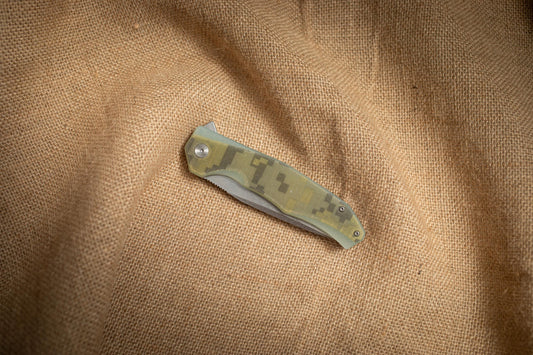 Premium G10 Folding EDC Knife – 5Cr14 Steel, Stonewashed Blade, Lightweight Outdoor Utility Tool
