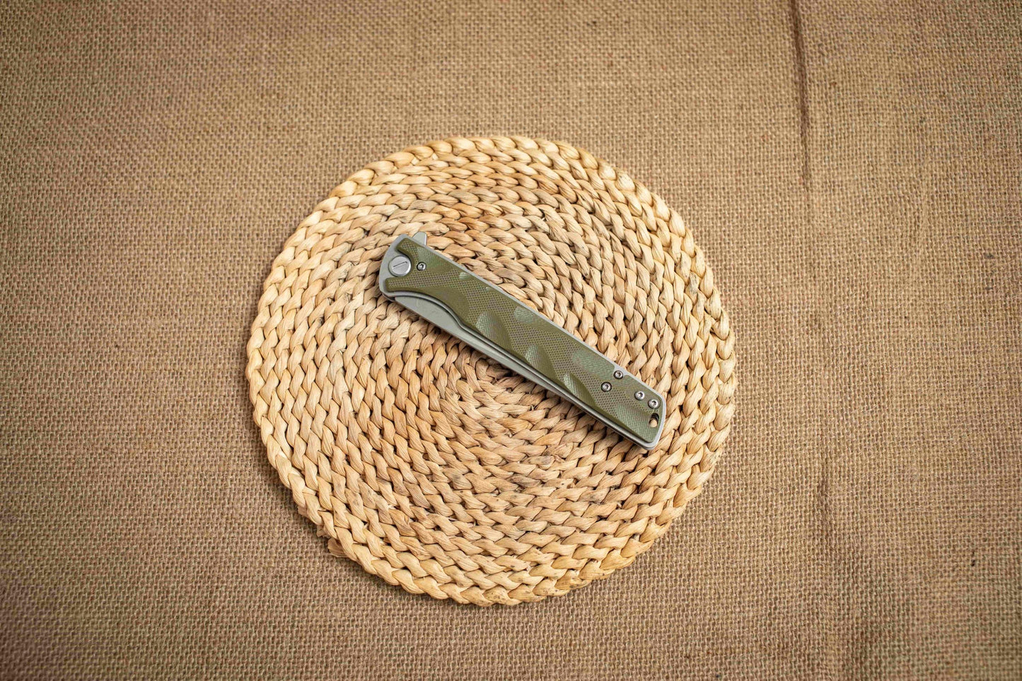 Titanium Stonewashed G10 Folding EDC Knife – Long Blade 5Cr14 Steel, Lightweight Outdoor Utility Tool