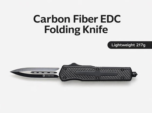 Premium Tactical EDC Knife – Carbon Fiber Handle, Razor Sharp 3Cr13 Steel, Fast Action Knife
