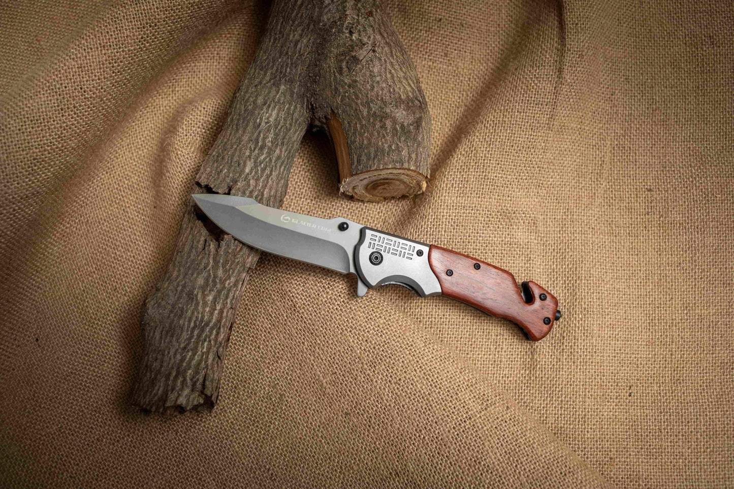 Wood Handle Folding EDC Knife – Titanium Coated 3Cr13 Blade, Premium Pocket Knife Gift