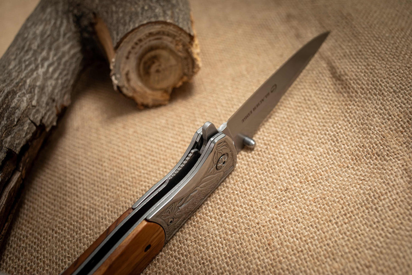 Olive Wood Handle Folding EDC Knife – Titanium Coated 3Cr13 Blade, Premium Pocket Knife