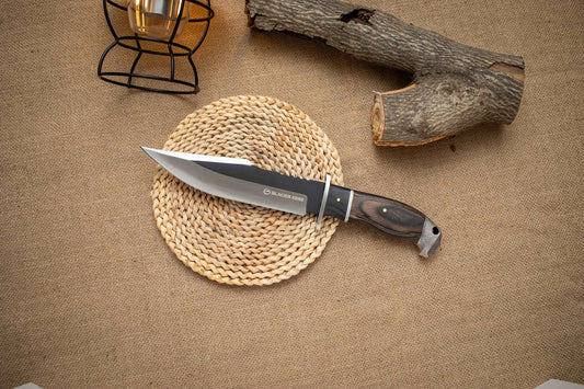Fixed Blade Hunting Knife with Sheath – Stainless Steel Outdoor Knife, Wood Handle Utility Tool