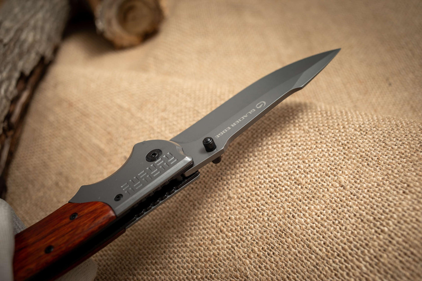 Wood Handle Folding EDC Knife – Titanium Coated 3Cr13 Blade, Premium Pocket Knife Gift