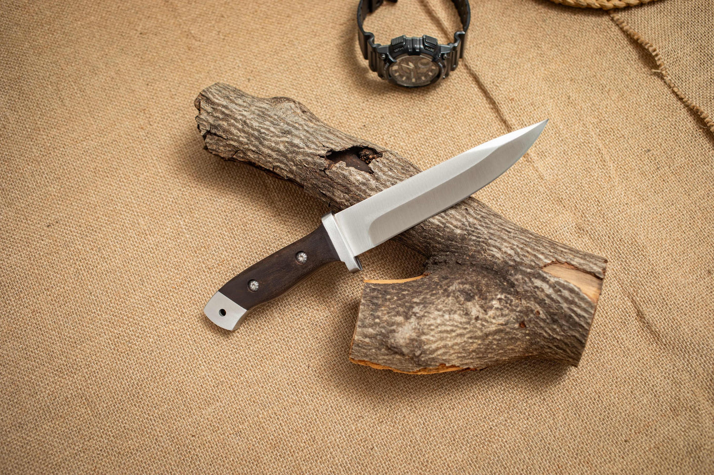 Heavy Duty Fixed Blade Knife with Sheath – 3Cr13 Steel, Wood Handle, Outdoor Bushcraft Knife