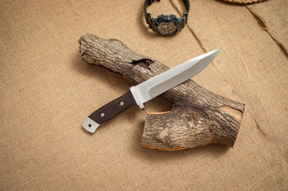 Heavy Duty Fixed Blade Knife with Sheath – 3Cr13 Steel, Wood Handle, Outdoor Bushcraft Knife