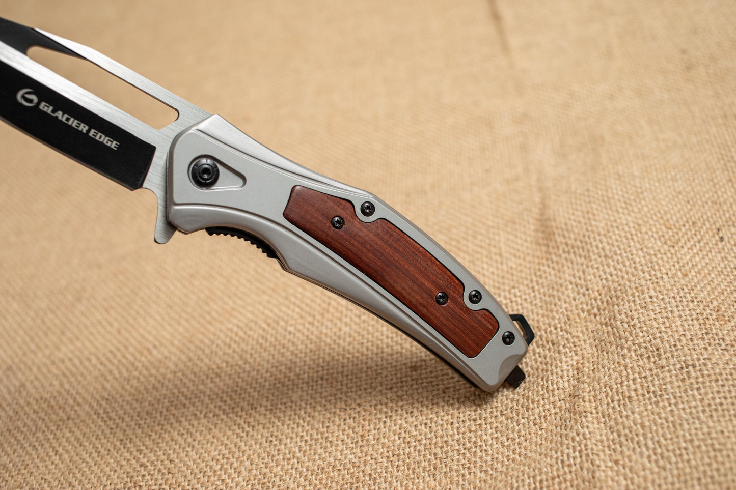 Titanium Steel Folding EDC Knife – 3Cr13 Blade, Rosewood Inlay, Premium Pocket Knife