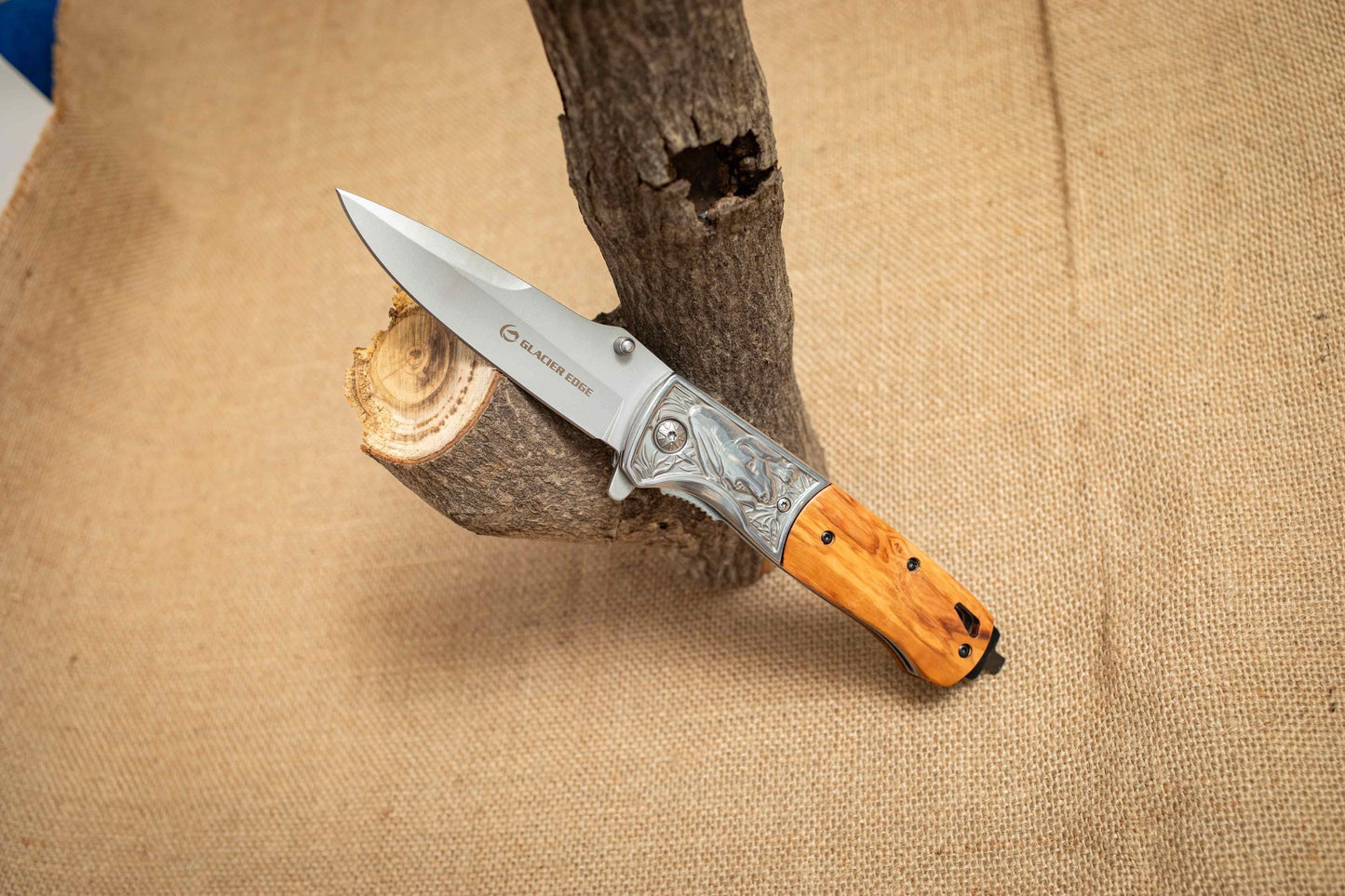 Olive Wood Handle Folding EDC Knife – Titanium Coated 3Cr13 Blade, Premium Pocket Knife