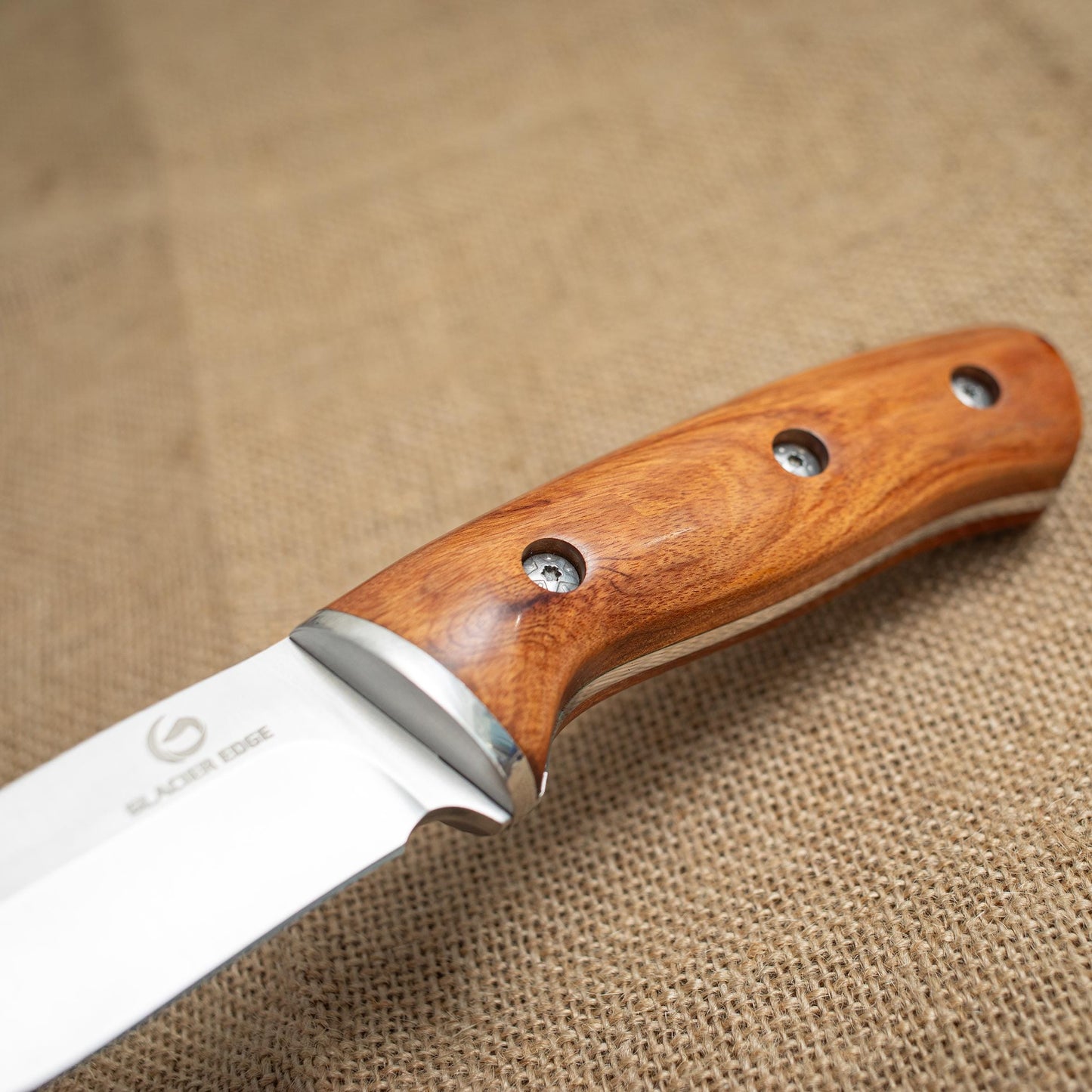 Heavy Duty Hunting Knife – Full Tang 4mm Blade, Wood Handle with Leather Sheath